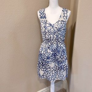 Lucky Brand Blue and White Print Sleeveless Dress